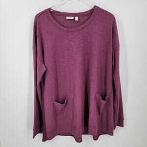 Logo By Lori Goldstein Top Womens Large Purple Tunic Pockets Relaxed Fit